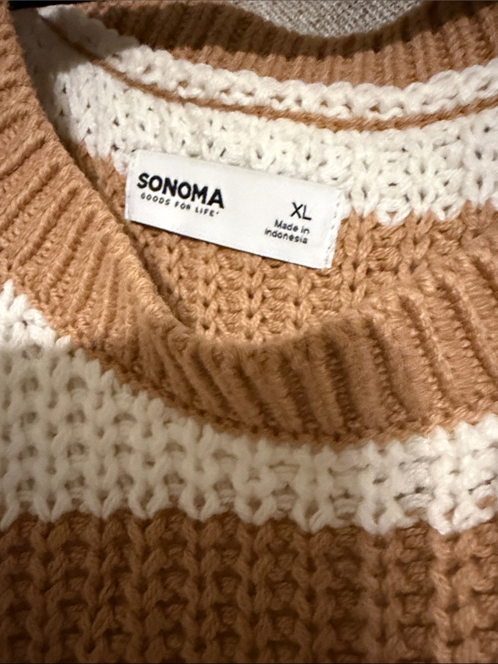 NWT Striped Knit Sleeveless Sweater Tank - Camel and Cream XL - Picture 2 of 3